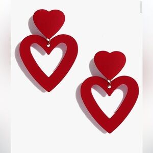 Red Double Heart earrings great for Valentine’s Day